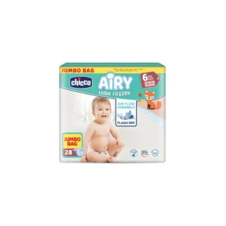 Airy Pannolino Chicco Taglia 6 XL 15-30Kg 28 Pezzi