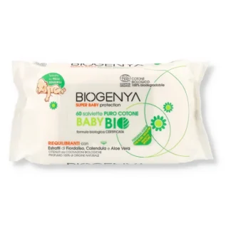 Baby Bio Salviette Puro Cotone Biogenya 60 Pezzi