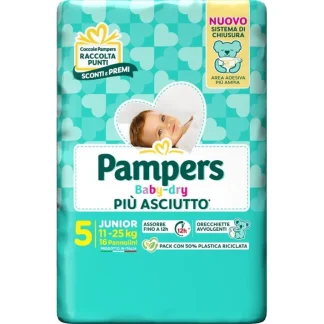Pannolino Baby Dry Downcount Junior Pampers 16 Pezzi