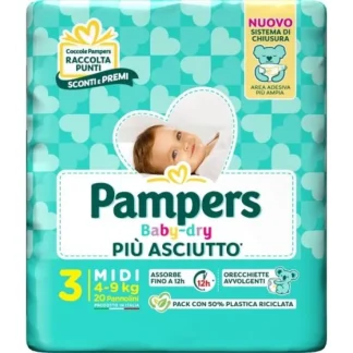 Pannolino Baby Dry 3 Midi Pampers 20 Pezzi