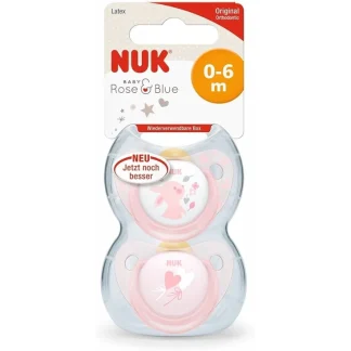 Succhietto Rose & Blue 0-6Mesi Rosa Nuk 2 Pezzi