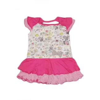 Vestitino Cotone Bimba CHICCO Bianco Rosa 12 Mesi