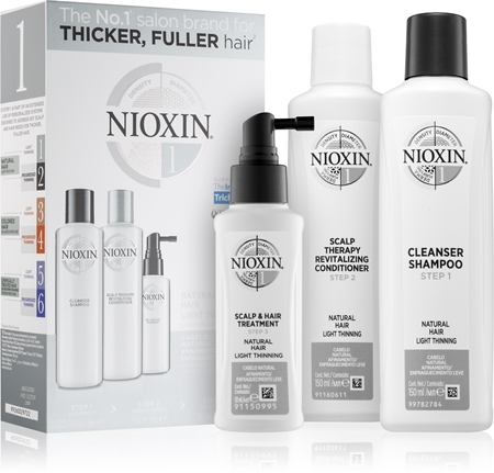 NioxinSystem 1 Natural Hair Light Thinning confezione regalo per capelli fragili e stanchi 3 pz