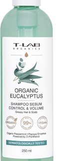 T-LAB OrganicsEucalyptus Sebum Control & Volume Shampoo shampoo per cuoi capelluti grassi con effetto lenitivo 250 ml