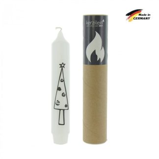 HERBORISTERIA Stabkerzen weiss 17cm Baum mit Kugel x 4Stk