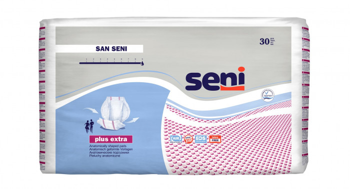San Seni Plus Extra Vorlagen atmungsaktiv anatomisch 39x75cm 9 Tropfen 30 Stk
