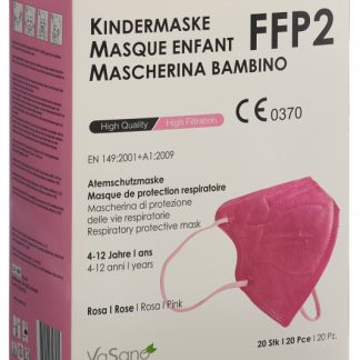 VaSano Maske FFP2 Kind 4-12 Jahre rosa deutsch/italienisch/französisch 20 Stk