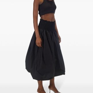 AZEEZA Roma smock-waist cotton midi skirt