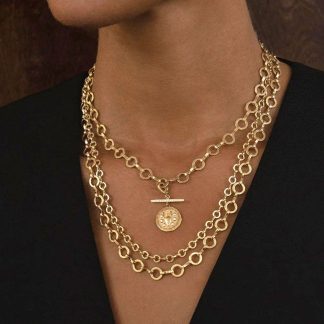 Azlee 18kt yellow gold Heavy Circle-Link chain necklace