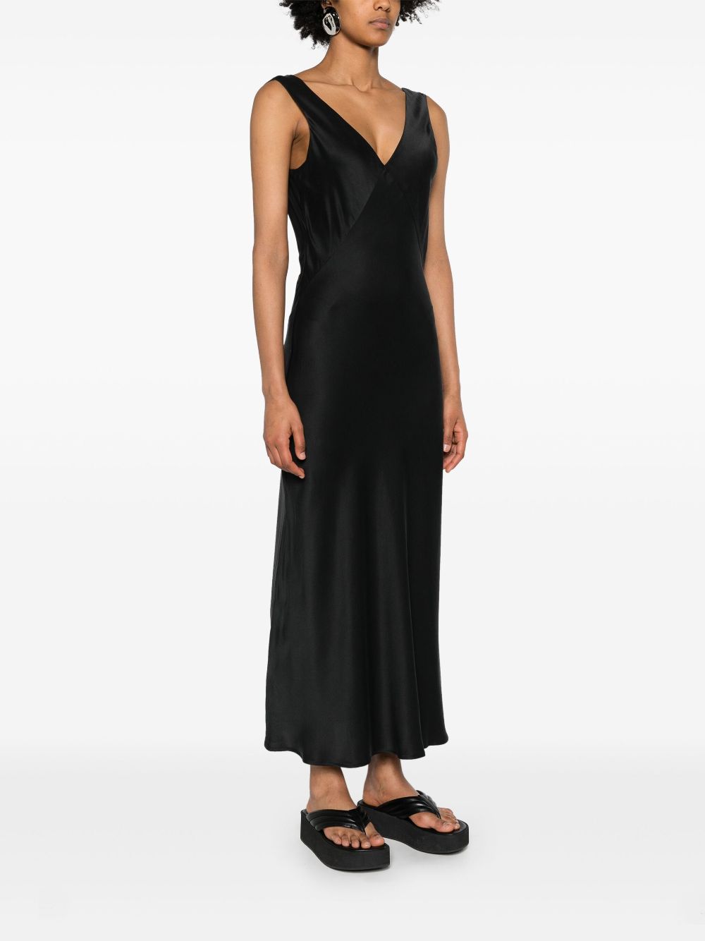 Asceno Bordeaux silk maxi dress