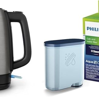 Philips Daily Collection Metal Kettle Spring Lid & Philips AquaClean Limescale and Water Filter for Espresso Machine, No Descaling up to 5000 Cups, Twin Pack