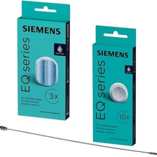 Siemens Cleaning Set for Siemens EQ Series Coffee Machines: 10 Cleaning Tablets (TZ80001A) + 3 Descaling Tablets (TZ80002A) with Practical Cleaning Brush for Fully Automatic Coffee Machines