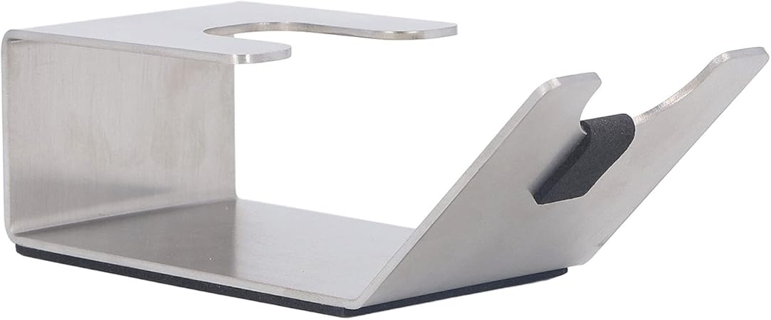 Topyond Stainless Steel Coffee Portafilter Stand - Bottomless Coffee Portafilter Holder with Single and Double Spout in Silver - Essential Accessory for Espresso Lovers and Baristas