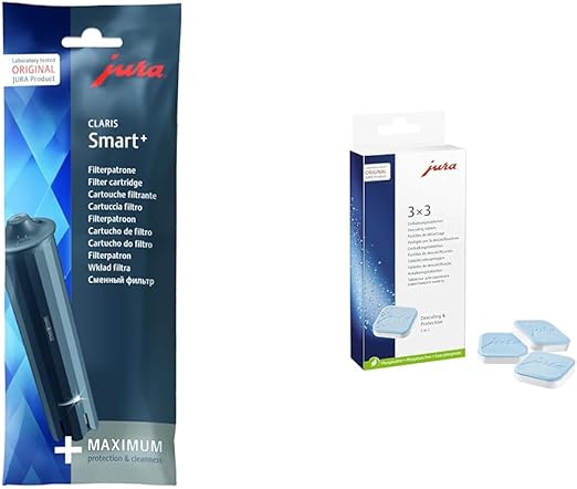 JURA Original - Claris Smart+ filter cartridge with automatic filter detection and original - descaling tablets for 3 descaling processes - TÜV-certified hygiene - pack of 3 - 61848