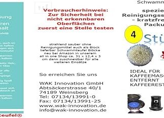 Schwammteufel Coffee Machine Cleaner for example Senseo Here the cleaning pad dissolves brown coffee grease and other deposits even in the pad holders scratch-free