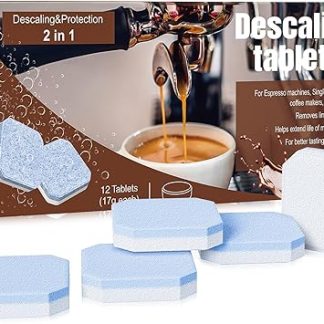 Cleaning Tablets for Fully Automatic Coffee Machines, Pack of 12, Coffee Machine, Cleaning Tablets (12 x 17 g) with Cleaning Brush, Cleaning Tablets Compatible with Siemens Jura Melitta Krups Bosch