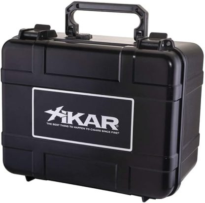 Xikar Travel Humidor for 60 Cigars, New Slim Design, High Density Foam Interior, Humidifier Included, Pressure Relief Valve, Secure Locking Mechanism, Black
