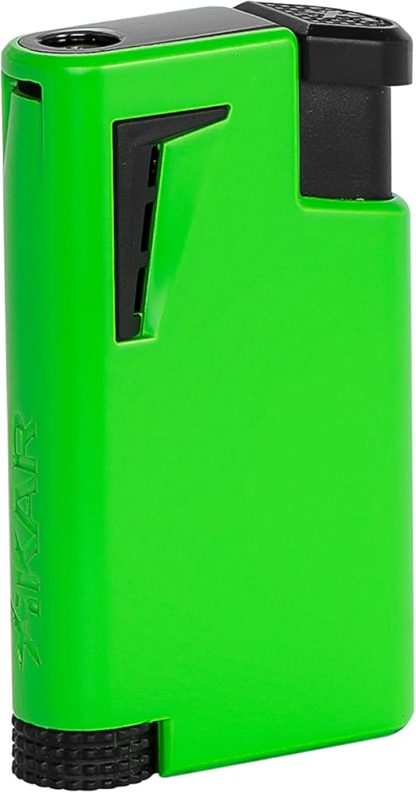 Xikar XK1 Single Jet Flame Torch Lighter, Innovative Technology, Single-Action Piezo Ignition, Burner Protection, Large Fuel Adjustment Knob and Fuel Window, Green