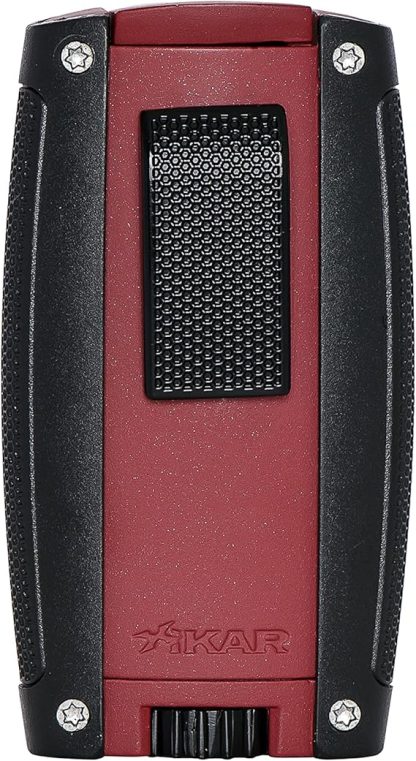 Xikar Turismo Double Jet Flame Cigar Lighter, Attractive Gift Box, Pocket-Friendly, Protective Flip-Lid, Over-Sized Fuel Tank, Matte Red