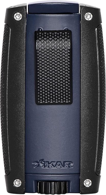Xikar Turismo Double Jet Flame Cigar Lighter, Attractive Gift Box, Pocket-Friendly, Protective Flip-Lid, Over-Sized Fuel Tank, Matte Blue