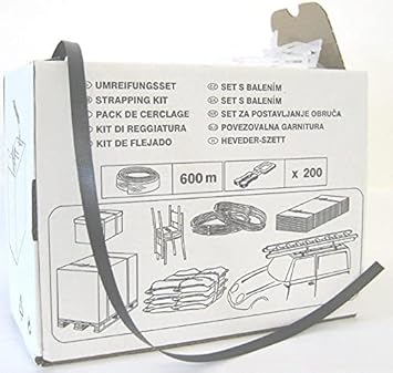 Strapping Set 600 m PP Strapping Tape + 200 Plastic Clips Pallet Tape with Clips dimapax