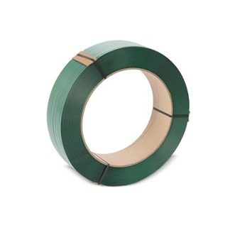 HEMMDAL Strapping Tape | 15 mm x 2,000 m | 0.70 mm Thickness | 3,900 N Breaking Load | Made of PET Plastic | 100% Recyclable | Green | Wafer/Embossed | For All Strapping Devices | Made in Germany