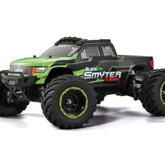 BlackZon Smyter MT Turbo 1/12 4WD 3S Brushless Electric Monster Truck Black/Green complete with 1600mAh Lipo battery and charger – 70 km/h