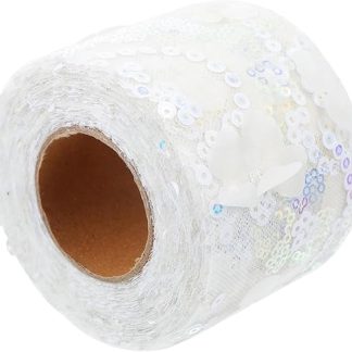 NUOBESTY 1 Roll Decorative Tulle Fabric Bridal Metal Ribbon Bow Christmas Ribbon for Sewing DIY Gauze Ribbon Wedding Voile Hairpin Flower Yarn Decorate Polyester White
