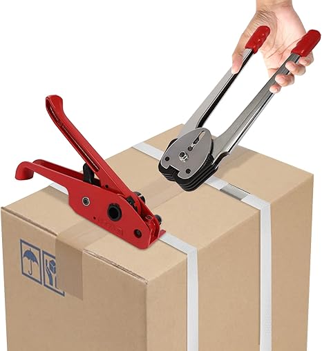 Acesunny Tensioner Strapping Set Strapping Strap Strapping Device + Clamps Rotating Manual Strapping Kit Tensioner for PP Plastic Bands Strapping Band Set