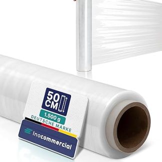 Inoverse 1 Roll Stretch Film Transparent Wrap Film 50 cm / 230 m - 1.5 kg, Film for Furniture & Moving, Pallet Film, Hand Stretch Film, Packaging Film on a Roll, Stretch Film Roll