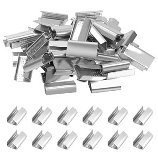 Mardatt Banding Clips, Pack of 100 Metal Packaging Strapping Seals for 1/2 Inch Bandwidth Steel Tape, Robust Open Seal Banding Clips for Securing Heavy Packaging