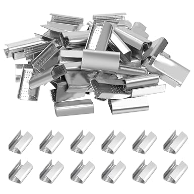 Mardatt Banding Clips, Pack of 100 Metal Packaging Strapping Seals for 1/2 Inch Bandwidth Steel Tape, Robust Open Seal Banding Clips for Securing Heavy Packaging
