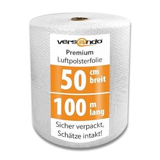versando® bubble wrap roll 50 cm x 100 m, 2-layered, 45 micron thick, bubble LT and adhesive tape 50 mm x 66 m.