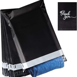60 Plastic Mailing Bags, Thank You, 30 x 40 cm, Waterproof and Tear-Resistant Shipping Bags for Shipping Packaging, Black