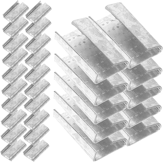 Zerodeko 1 Set Banding Device Packaging Open Seal Clips for Strapping Sturdy Metal Banderolier Clip Buckle Buckles for Strapping Banderolier Clips Strapping Seal Silver