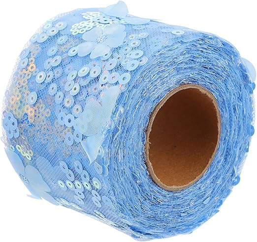 Operitacx Wedding Decoration 1 Roll Decorative Tulle Webbing Tulle Glitter Ribbon Fabric Spool Wedding Net Christmas DIY Lace Trim Polyester Homemade Scissors Bridal Ribbons