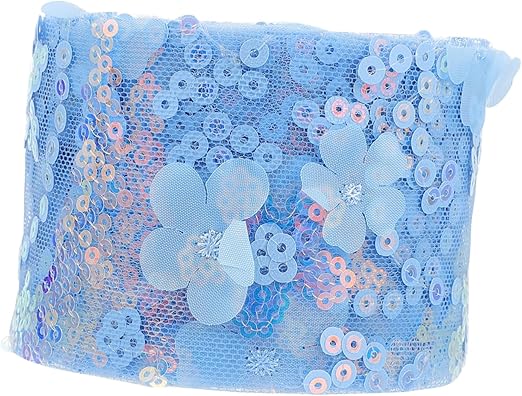 Uonlytech Voile Ribbon Embroidered Sequin Ribbon Decorative Ribbon DIY Headwear Band Elegant Voile Tape Webbing Sewing Strapping Packaging Crafts Bows Making