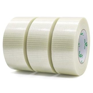 BOMEI PACK 3 Rolls Bi-Directional Reinforced Filament Tape 50 mm x 50 m for High Performance Packaging