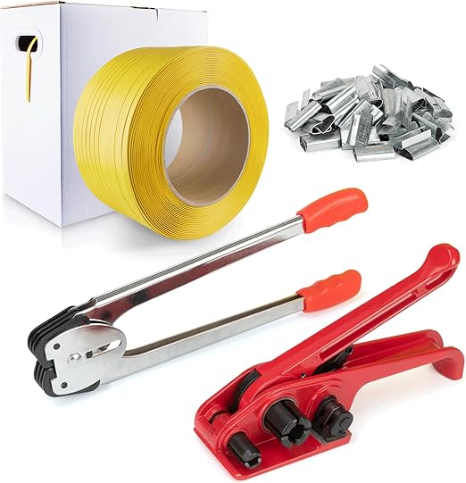 KGLHJDY High Performance Packaging Strapping Kit - Improved Poly Strapping Tensioner Tool Set with 3280 Feet PP Packing Tape, 100 Metal Seals