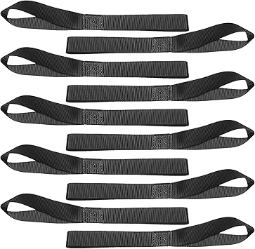 Pack of 10 Lashing Loops, 30 cm Black Motorcycle Tie Down Straps Loop 1000 kg Workload Lashing Straps Short Belt Loops Fastening Straps Set for Load Securing