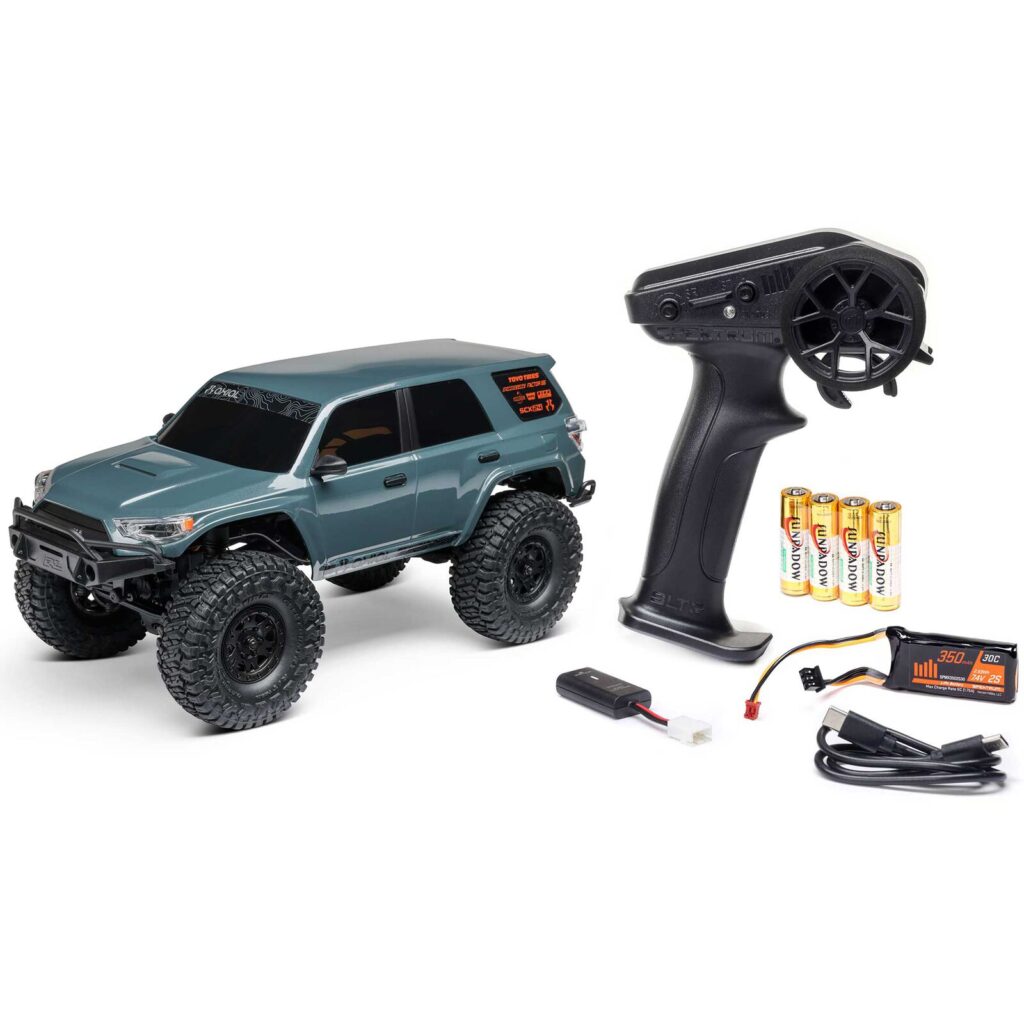 Axial 1/24 SCX24 Toyota 4Runner 4X4 RTR Brushed Rock Crawler Gray complete with battery and charger + Free Axial 1/24 SCX24 Flat Bed Vehicle Trailer worth €49.99