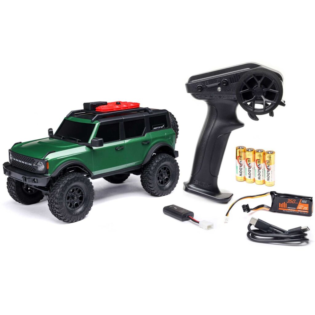 Axial 1/24 SCX24 Ford Bronco 4X4 RTR Brushed Rock Crawler complete with battery and charger – Green (Toemen Summer Sale)